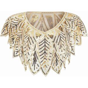 Women's Khaki 1920s Shawl Sequin Beaded Evening Cape Retro Wedding Wraps Scarf